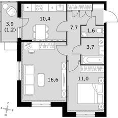 Квартира 52,2 м², 2-комнатная - изображение 3