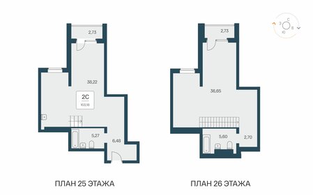 Квартира 102,6 м², 2-комнатные - изображение 1