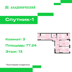 Квартира 77,2 м², 3-комнатная - изображение 1