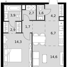 Квартира 52,6 м², 2-комнатная - изображение 3
