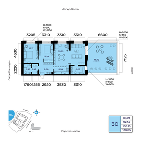 Квартира 106,2 м², 3-комнатная - изображение 1