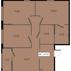 Квартира 67,1 м², 3-комнатная - изображение 2