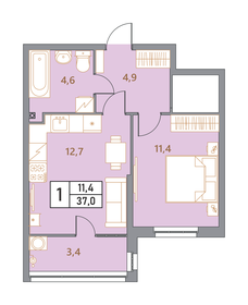 Квартира 37 м², 1-комнатная - изображение 1