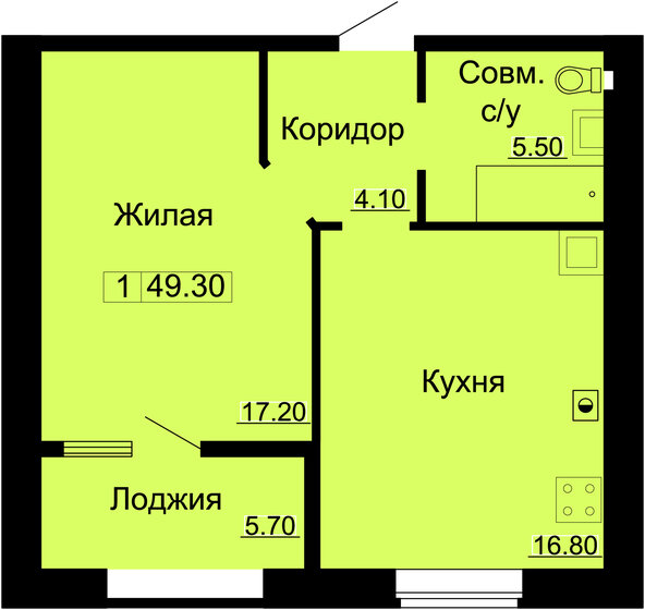 49 м², 2-комнатная квартира 4 550 000 ₽ - изображение 65