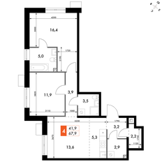 Квартира 67,9 м², 3-комнатная - изображение 2