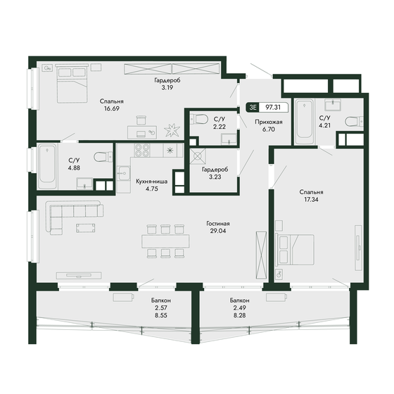 130 м², 3-комнатные апартаменты 52 000 000 ₽ - изображение 58