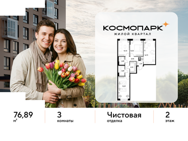 Квартира 76,9 м², 3-комнатная - изображение 1
