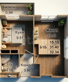 Квартира 32,3 м², 1-комнатная - изображение 2
