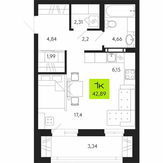 49,2 м², 1-комнатная квартира 8 300 000 ₽ - изображение 23