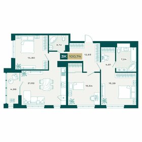 Квартира 99,6 м², 3-комнатная - изображение 1
