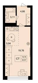 Квартира 32,6 м², 1-комнатная - изображение 1
