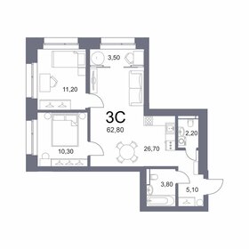 Квартира 62,8 м², 3-комнатная - изображение 1