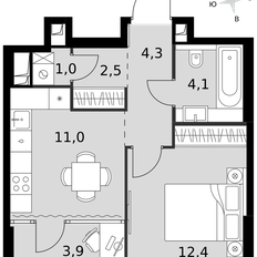Квартира 39,2 м², 1-комнатная - изображение 3