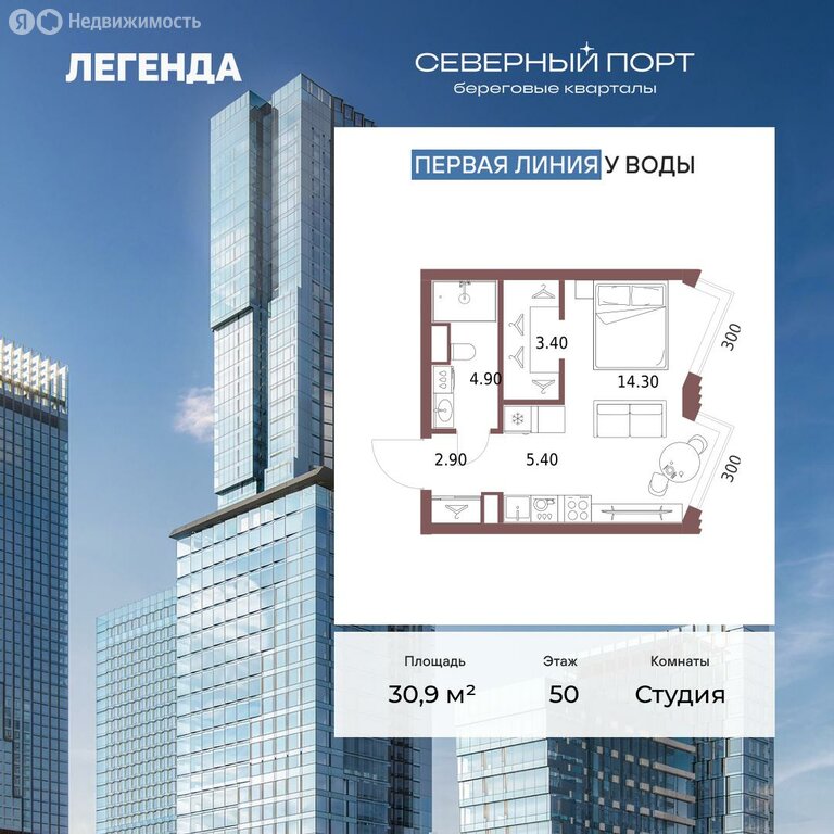 Варианты планировок ЖК «Северный порт. Береговые кварталы» - планировка 8