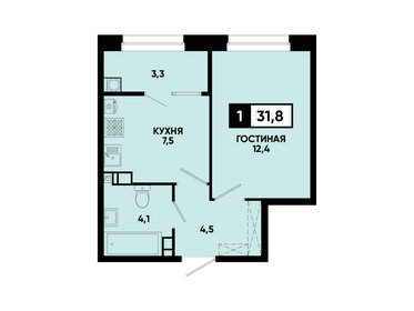 Квартира 31,8 м², 1-комнатная - изображение 1