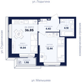 Квартира 36,9 м², 1-комнатная - изображение 1