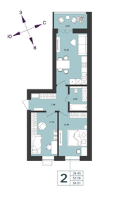 Квартира 54,5 м², 2-комнатная - изображение 1