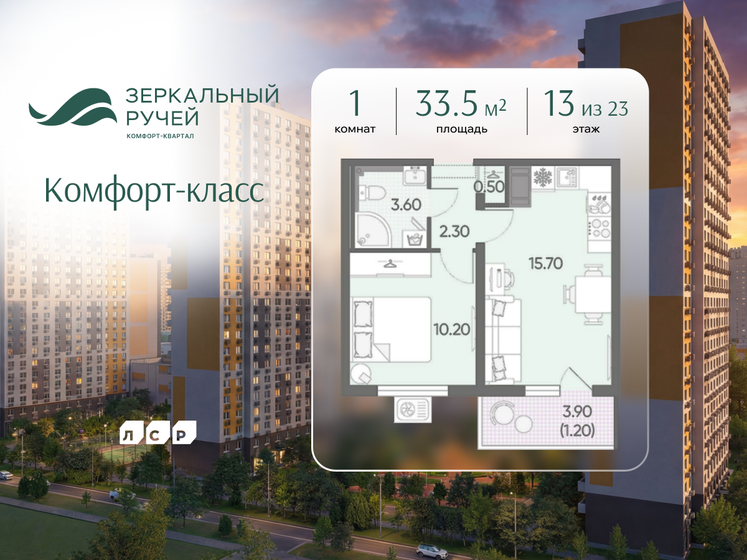 32,5 м², 1-комнатная квартира 8 869 250 ₽ - изображение 29
