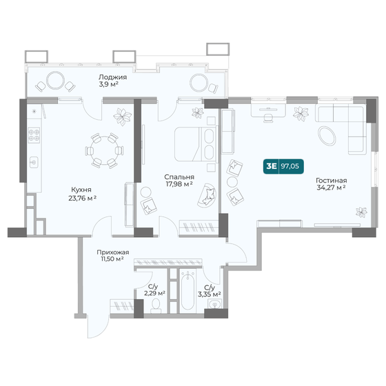 103,7 м², 2-комнатная квартира 16 612 740 ₽ - изображение 30