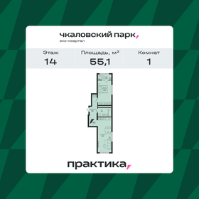 Квартира 55,1 м², 1-комнатная - изображение 1
