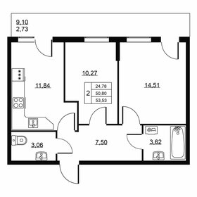Квартира 53,5 м², 2-комнатная - изображение 1