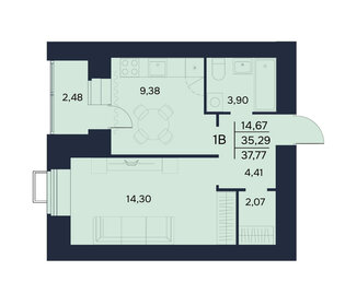Квартира 37,8 м², 1-комнатная - изображение 1