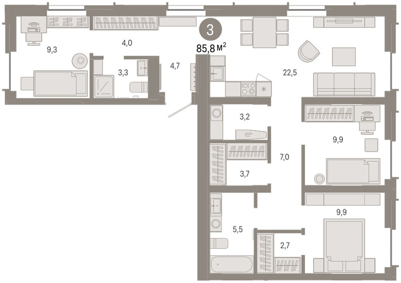 113 м², 4-комнатная квартира 9 200 000 ₽ - изображение 118