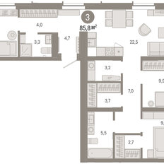 Квартира 85,6 м², 3-комнатная - изображение 2