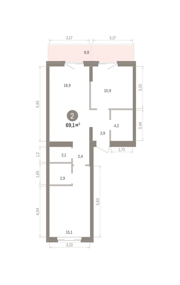 63,6 м², 2-комнатная квартира 12 270 000 ₽ - изображение 20