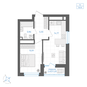 Квартира 36,2 м², 1-комнатная - изображение 1