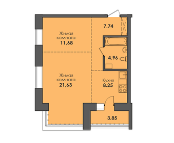Квартира 57 м², студия - изображение 1
