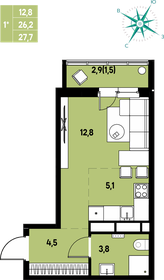 Квартира 27,7 м², 1-комнатная - изображение 1