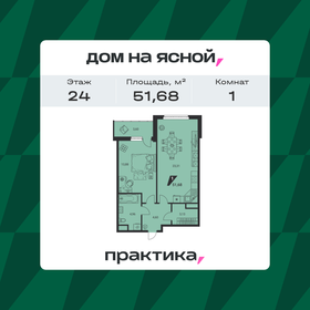 Квартира 51,7 м², 1-комнатная - изображение 1