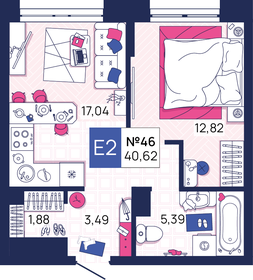 Квартира 40,6 м², 1-комнатная - изображение 1