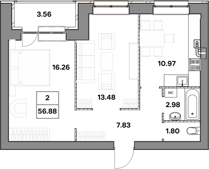 69,3 м², 2-комнатная квартира 9 500 000 ₽ - изображение 100