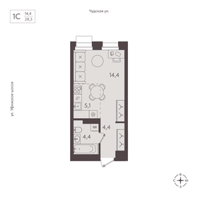 Квартира 28,3 м², 1-комнатная - изображение 1