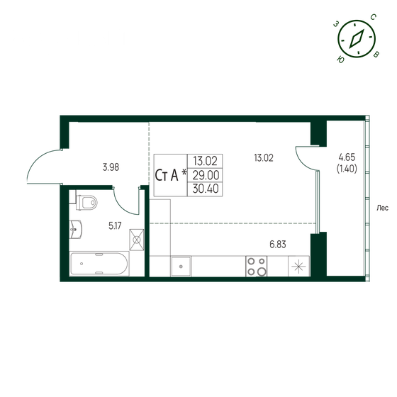 29,5 м², квартира-студия 4 956 435 ₽ - изображение 38