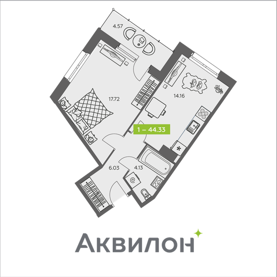 51,4 м², 1-комнатная квартира 7 341 169 ₽ - изображение 18