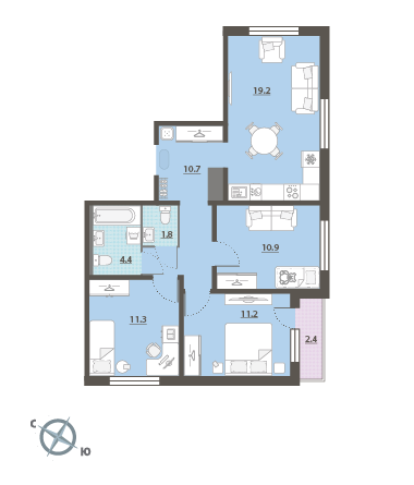 73,7 м², 3-комнатная квартира 20 795 000 ₽ - изображение 19