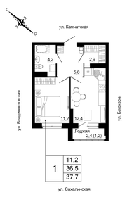 Квартира 37,7 м², 1-комнатная - изображение 2