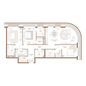 Квартира 132,2 м², 3-комнатная - изображение 1