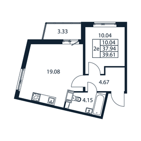 Квартира 39,6 м², 1-комнатная - изображение 3