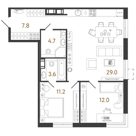 Квартира 68,3 м², 2-комнатная - изображение 1