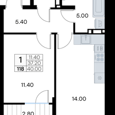 Квартира 40 м², 1-комнатная - изображение 2
