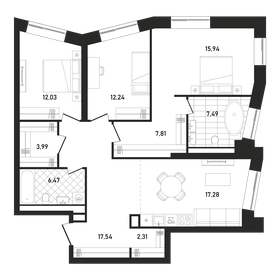 89,9 м², 3-комнатная квартира 69 900 000 ₽ - изображение 68