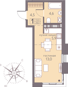 28,8 м², квартира-студия 4 435 200 ₽ - изображение 1