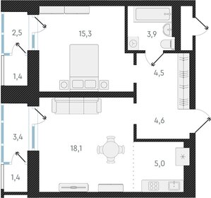 51,4 м², 2-комнатная квартира 6 990 000 ₽ - изображение 69