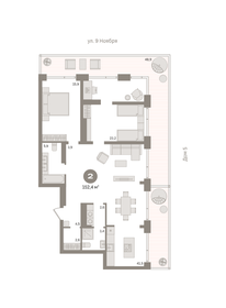 Квартира 151,2 м², 2-комнатная - изображение 1