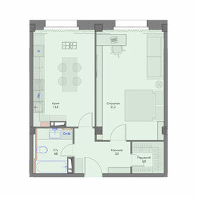 Квартира 51,1 м², 1-комнатная - изображение 1