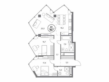 99,6 м², 4-комнатная квартира 83 000 000 ₽ - изображение 84